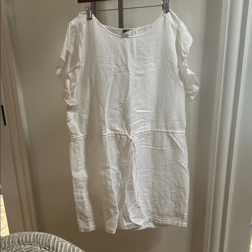 J. Crew White Linen-Cotton Blend Dress